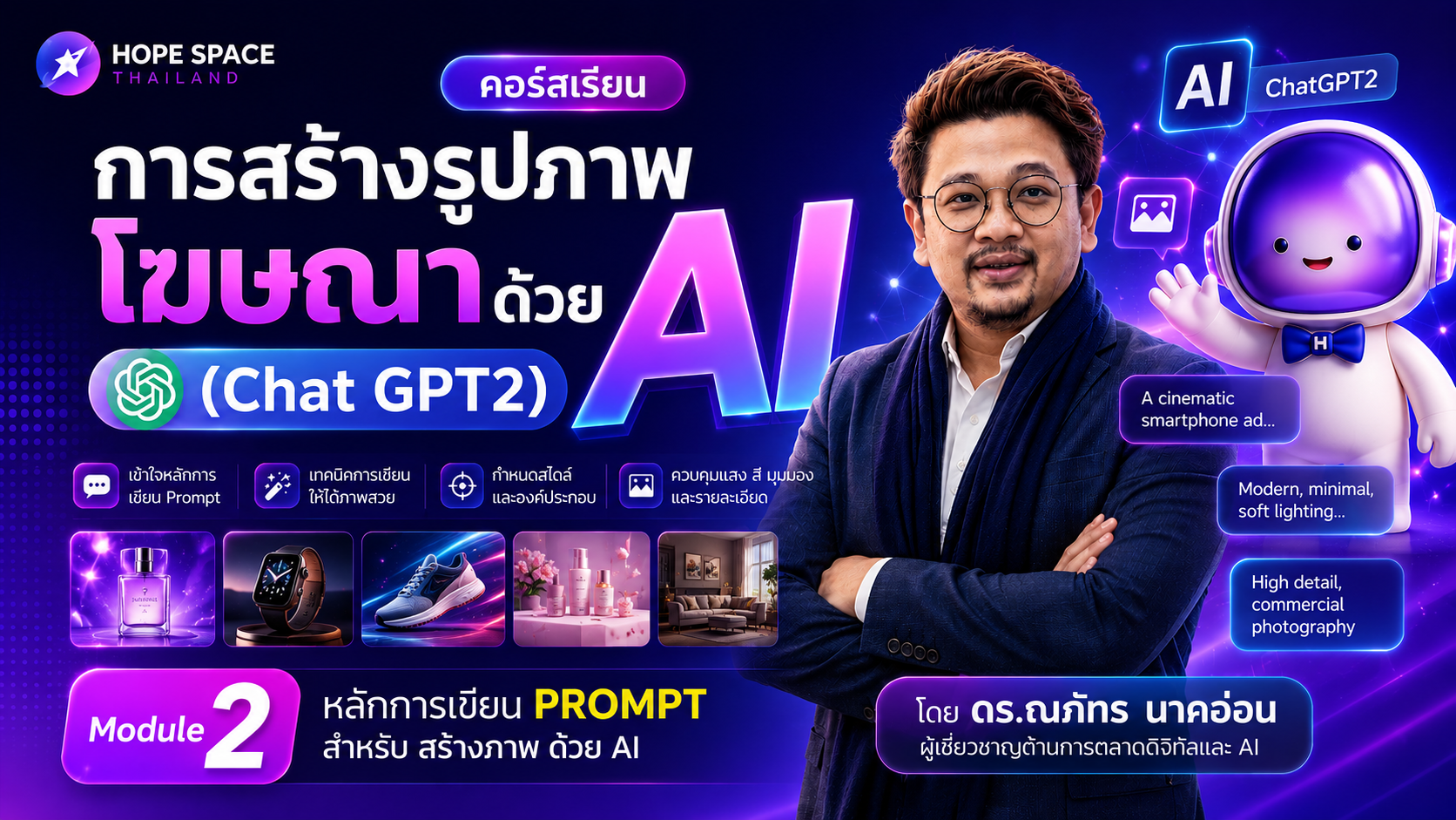 การเขียน PROMPT เพื่อสร้างภาพโฆษณา ด้วย AI (chat GPT2)